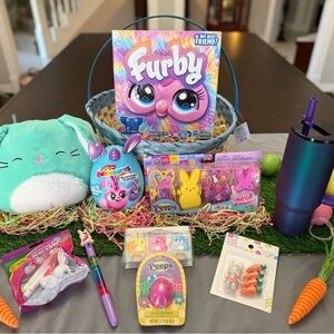 Girly Easter Gift Basket Furby Squishmallow Bunny Kids Set